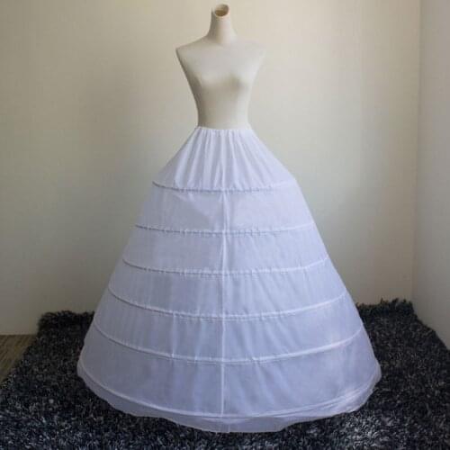 Bride Women Wedding Dress Skirt Support Costume Petticoat Slip 6-Hoops Yarnless Petticoats Elastic Waist Skirts