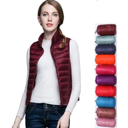 Winter Women 90% White Duck Down Vest Womens Ultra Light Duck Down Vest Jacket Autumn Winter Sleeveless Coat autumn