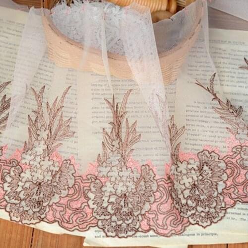 10meters Floral Embroidered Lace Trim Mesh Tulle 19cm Fabric for Bra Lingerie Underwear Home Textile Dress Decorations DIY New