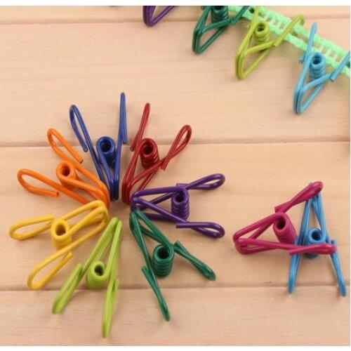 10pcs colorful Stainless Steel Wire Clips Clothespins Hanging Clips Hooks Clothes Pins 5.5*3*1.7cm Drying Rack Clips