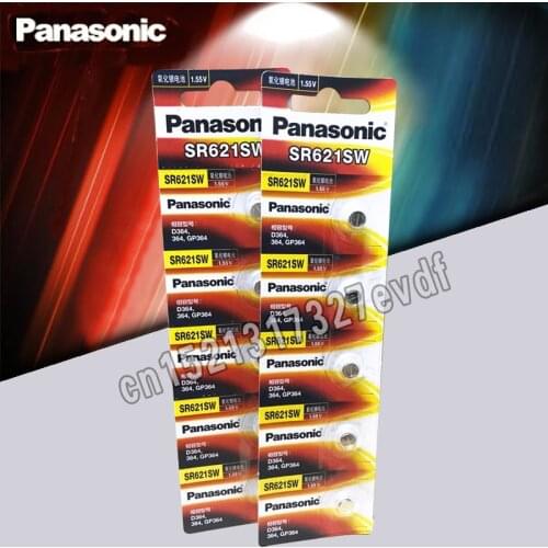 100% Original Panasonic 10pcs SR621SW Silver Oxide for Watch 6.8mm*2.1mm AG1 364 164 D364 L621 GP364 Button Cell Coin Batteries