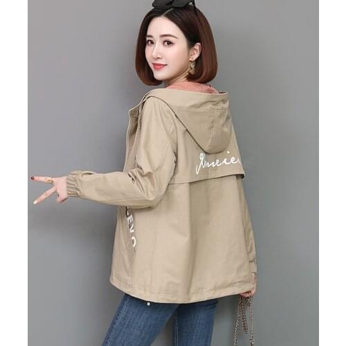2021 Spring Autumn Women Jacket Fashion Hooded Windbreaker Female Long Sleeve Casual Jackets Loose Coat Outwear Plus size 4XL