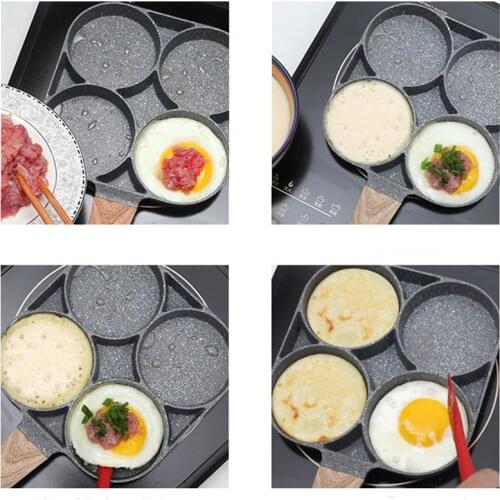 4 Cup Egg Pan with Non Stick Aluminum Coating Egg Frying Pan Pancake Pan Multi Purpose for Frying Eggs Burgers JW