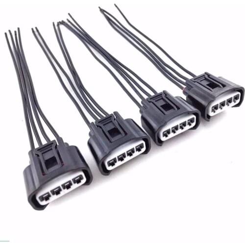 4pcs/lot 4 Pin/Way Ignition Coil Female Connector Plug Harness With Pigtail 90980-11885 For Toyota RAV4 CAMRY Lexus 2AZFE 1ZZFE