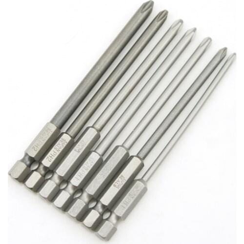 7size=one Set 100mm length Magnetic Long Hex Cross Head Screwdriver Bits Set Electric screwdriver