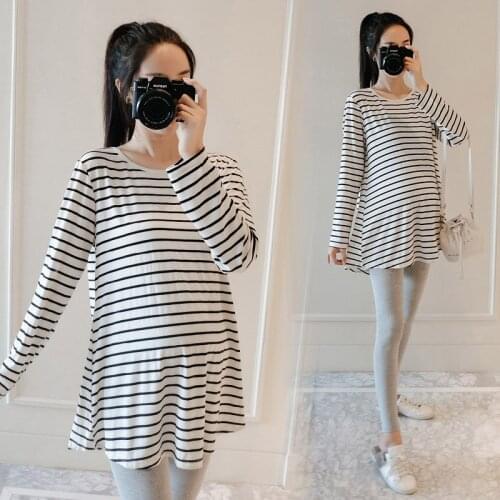 9073# Maternity Clothes Spring Autumn Cotton Striped Pregnant Women Suit Clothes for Pregnant Women Pants Suit