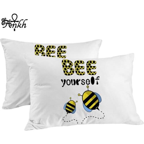Bee Yourself by Taemin Ankh Pillowcase Cartoon Insect Rectangle Pillow Case Beehive Letters Bedding Cute Kids Pillowcase Cover