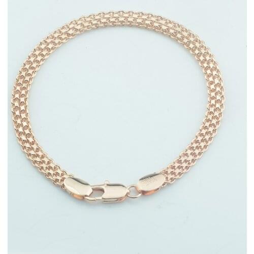 1pcs 4mm Men Women 585 Rose Gold Color Double Link Bracelets
