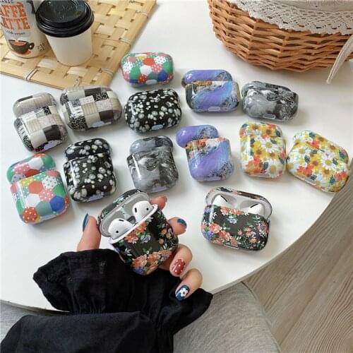 KJOEW Earphone Case PC Hard Shell Airpods Pro Case Literary Flowers Airpods 2 Case Wireless Bluetooth Airpod Pro2 Headphone Case