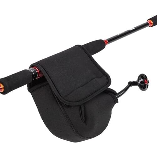 Balck Fishing Bag Zipper Fishing Reel Box Mini Pocket Tackle Pouch Case Fishing Spinning Rod Pouch Fish Bucket Bag Cover Holder