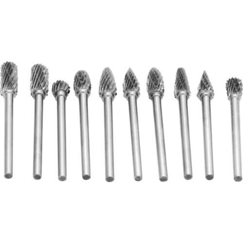 NICEYARD Carbide Burrs Drill Bit Set for Metal Woodworking Rotary Tungsten Steel Cutter 3mm 10pc/Set Carving Tool Glass Diamond