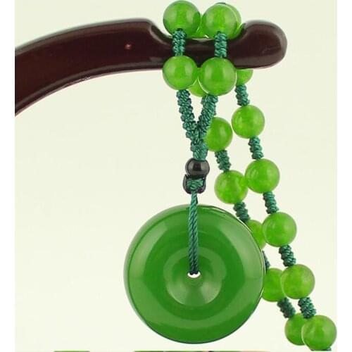 China Green Jade Peace Button Sweater Chain Jewelry Fine Jewelry Green Jade Peace Button Hanging Necklace