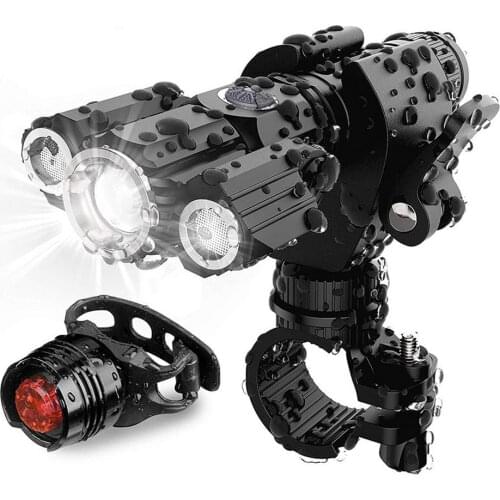 Bicycle Light Set With Taillight USB Cahrge Bike Headlight Waterproof Ultra-right 3LED Flashlight For Cycling Bike Accessories