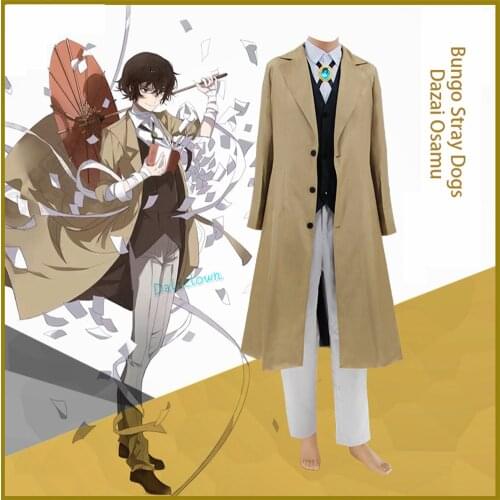 Anime Bungo Stray Dogs Cosplay Costume Osamu Dazai Armed Detective Agency Member Uniform Jacket Coat Suit