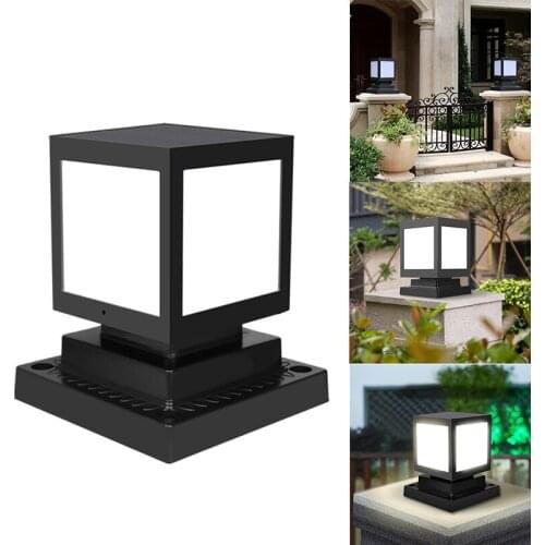 LBER 25x20.5cm Black Solar Post Lamp Outdoor Waterproof for Garden Wall Light,Post Deck Cap Fence Landscape Lamp