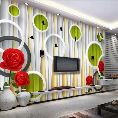 Beibehang Wallpaper mural custom living room bedroom retro nostalgic board color European style hand-painted floral mural