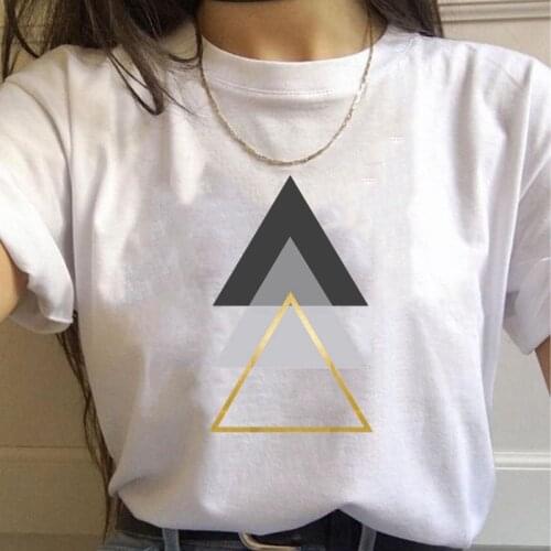New Summer Women T Shirt Geometric triangle Print Harajuku t-shirts 5 Colors Casual Short Sleeve O-Neck Basic Shirts