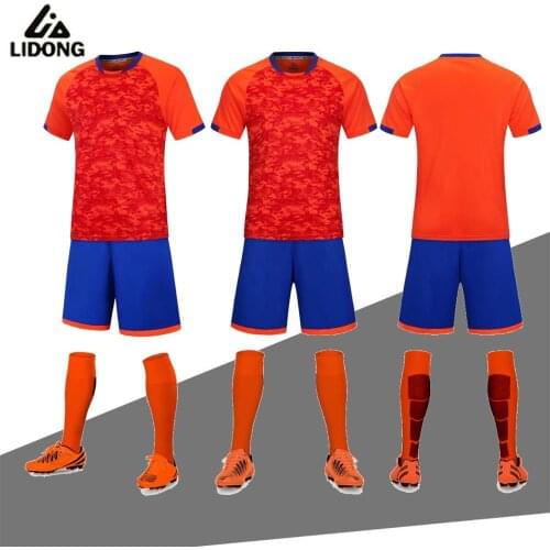New Digital printing Soccer Jersey Set Men Kids Football kit Training Suits Uniform camisa de futebol Fluorescent orange t shirt