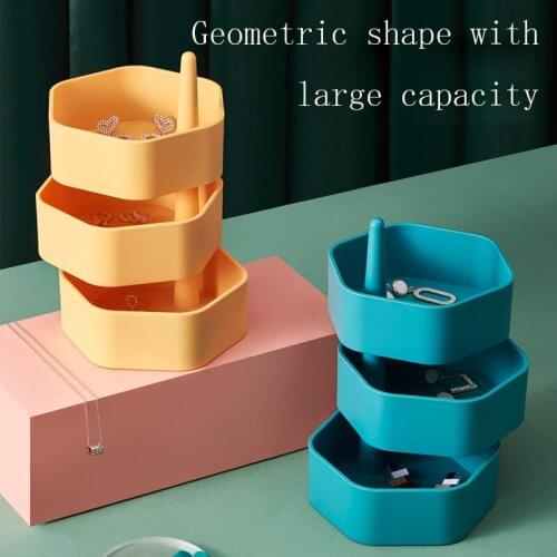 XiaoGui Rotating Cosmetics Box Portable Household Necklace Earring Jewelry Organizer Rotating Makeup Organizer