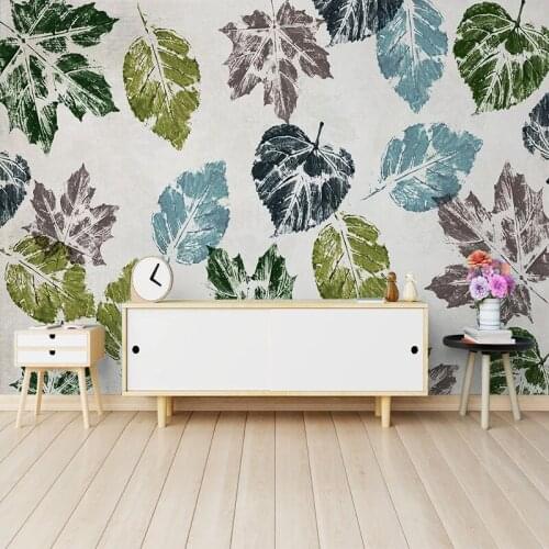 Custom Photo Mural 3D Hand Painted Leaves Nordic Modern Decorative Wall Painting Living Room Bedroom Non-woven Wallpaper Murals