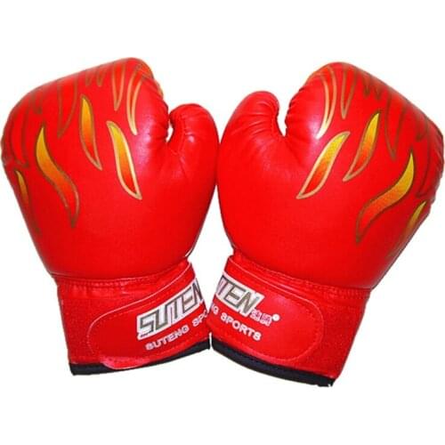 Professional Children Kids Flame Mesh Boxing Gloves Breathable PU Leather Flame Gloves Sanda Boxing Training Glove