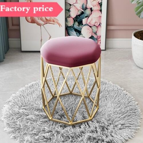 Luxurious Makeup Stool Dressing Stools with Golden Iron Leg Pouf Ottoman Bedroom Chair Styling Chairs Silla Para Maquillaje