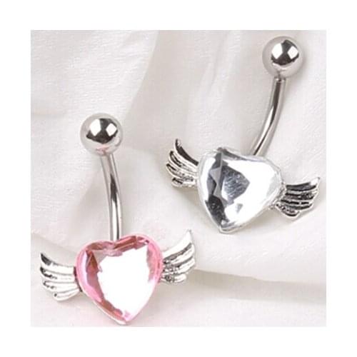2015 New Style Belly Banana Ring Angel Wing Lover Body Jewelry Navel Piercing Bar Earring mix 2 Color 24pcs/lot