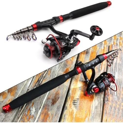 1.8m-3.0m Carbon Fiber Telescopic Fishing Rod Portable Spinning Rod and Spinning Reel set vara de pesca com molinete pesca