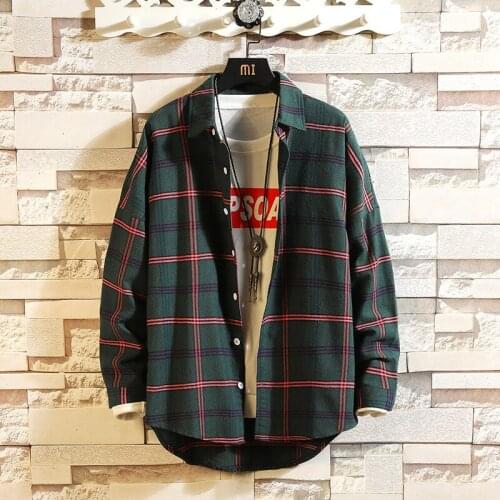 HIP HOP Streetwear Casual Plaid Shirt Men Long Sleeve High Quality 2020 Male Harajuku Streetwear Jacket Tops with Front Pocket