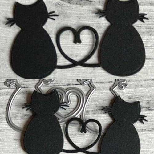 Heart Couple Cat Metal Cutting Dies Stencil Scrapbooking DIY Album Stamp Paper Card Mold Embossing Decoration Craft