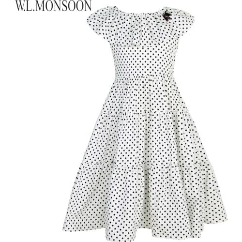 W.L.MONSOON Girls Summer Dress 2018 Brand Kids Dresses for Girls Costume Robe Princesse Enfant Fille Children Dot Dress 3-12Y