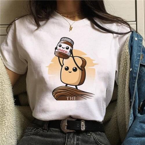 2020 Womens T Shirt Fashion Femme T-shirt Graphic Cute Cartoon Women T-shirts Korean Style Kawaii Nutella Print Short Clothes