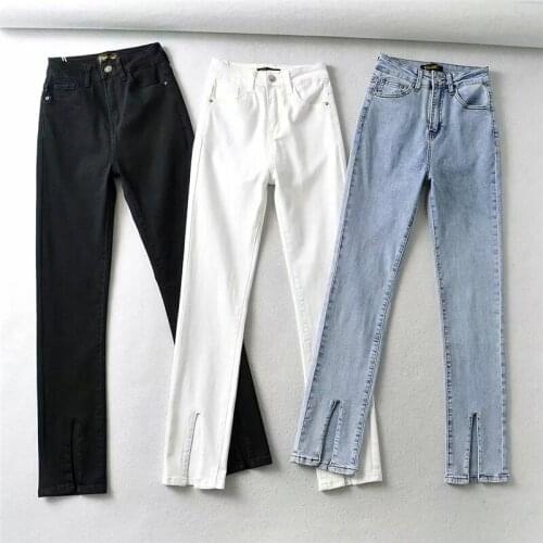 Womens Jeans High Waist Denim Pants Trousers For Female Fashion Elasticity Skinny Jeans Split Boot Cut Pencil Pants 2021