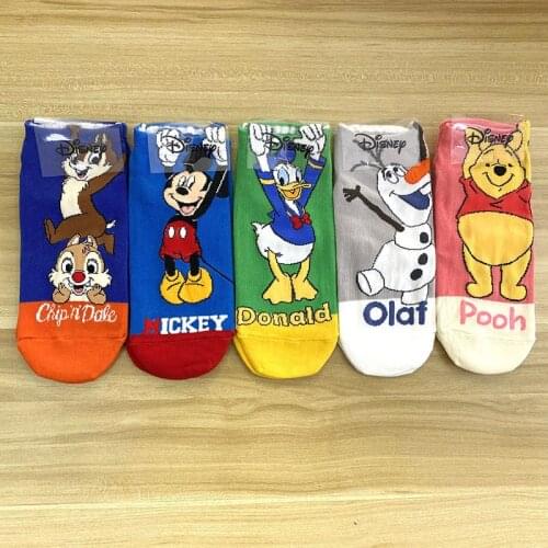 Disney Womens Socks Chichititti Print Cute Lady Cartoon Cartoon Cotton Socks Mickey/Minnie/Donald Duck/Winnie the Pooh Socks
