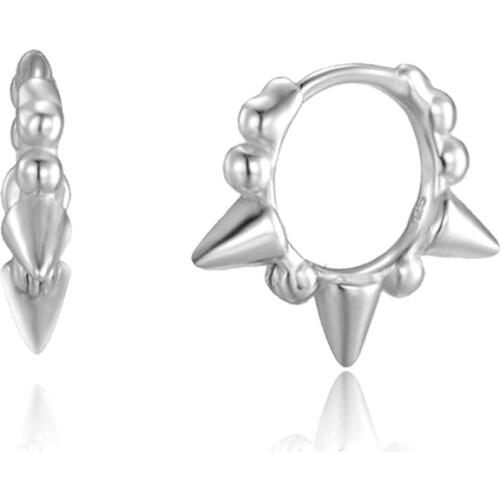 925 Sterling Silver Ear Buckle Ladies Spiked Hoop Earrings Female Fashion Jewelry Birthday Gifts