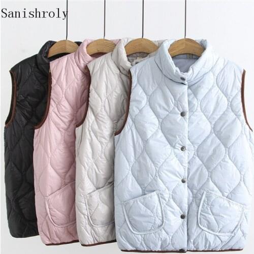 Sanishroly Autumn Winter Women Sleeveless Vest Warm Thick Down Cotton Waistcoat Coat Female Thin Light Jacket Plus Size 4XL S986