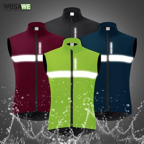 WOSAWE Winter Thermal Cycling Vest Men Windproof Gilet Warm Sleeveless Fleece Cycling Reflective Jacket Bicycle Bike Clothing