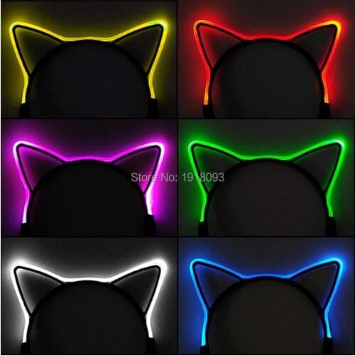 New 1pcs 6 Colors Select Flashing LED Glow Headband Cat Light Up Headwear Women Girls Hair Accessories Glow Party Supplies