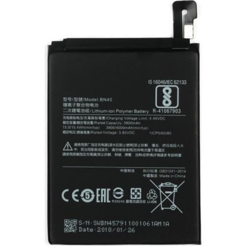 10pcs/lot 3900mah New Li-ion Phone Battery BN45 For Xiaomi Redmi Note 5 Hongmi Note5 cellPhone internal replace battery