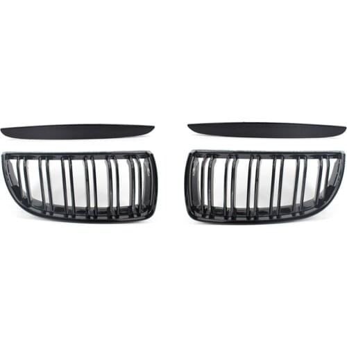 2Pcs Front Center Wide Grille Gloss Black fit for BMW Kidney E90/91 05-08 Pair