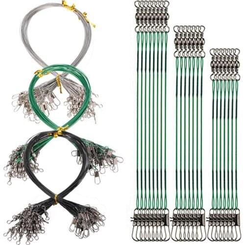 20pcs Fishing Leader Line Anti Bite Stainless Steel Wire with Swivels Snap Connect Fishing Gear and Equipment Tackle Kit Leaders