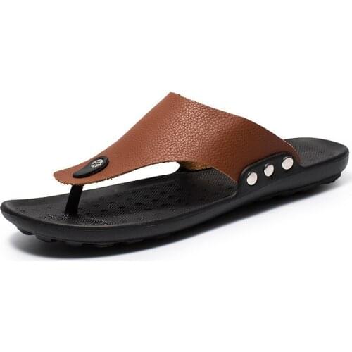 2021 New Summer Mens Shoes Beach Sandals Comfortable Cool Man Casual Flip Flops Slides Slippers Black White Brown MS005