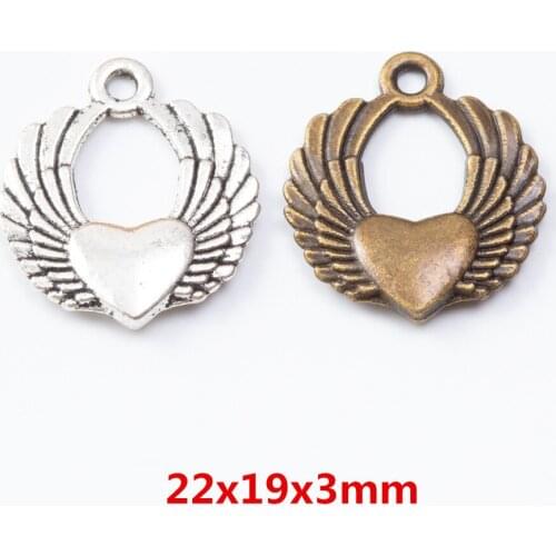 30 pieces of retro metal zinc alloy wing pendant for DIY handmade jewelry necklace making 7308