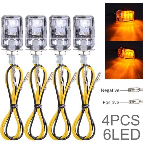 4pcs Motorcycle Led Turn Signal Indicator Light 6 LED Amber Lamp Blinker Flashers For Scooter Dirt Bike Accessories