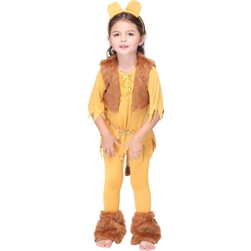 6pcs/lot Girls Cute Lion Animal Cosplay Halloween Costume for Kids Carnival Party Costumes Anime Masquerade Christmas Dress