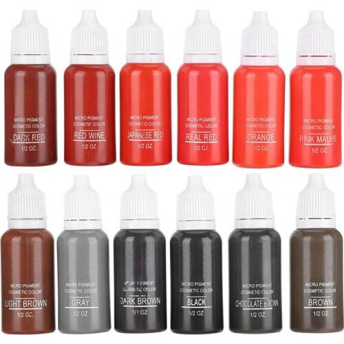 6pcs / box Semi-Permanent Tattoo Pigment Plant Extract Beauty Makeup Tattoo Ink For Lip, Eyebrow Eye Liner Set
