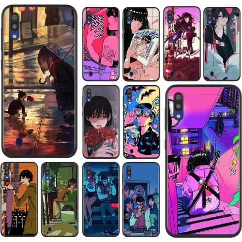 Anime Neon Color Art Girl For Samsung Galaxy A90 A80 A70 S A60 A50S A30 S A40 S A2 A20E A20 S A10S A10 E Soft Phone Case