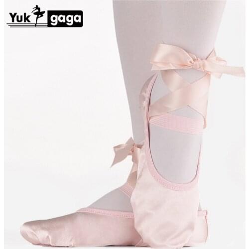 Ballet Dance Silk Dancing Shoes Pointe With Ribbon For Children Kids Girls Women Soft Flats Shoes Comfortable Fitness Slippers