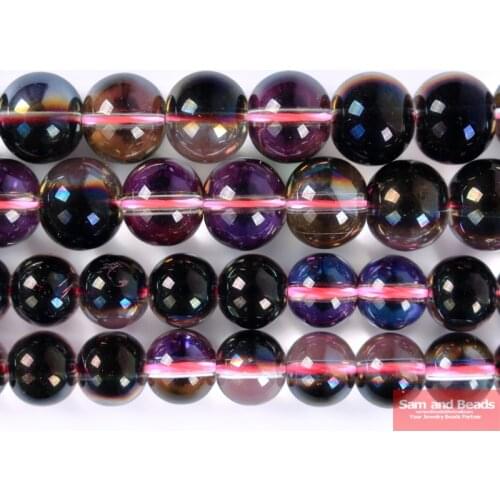 Natural Stone Half Purple Plated Clear Quartz Crystals Beads For Jewelry Making Strand 15" 6 8 10 mm Pick size HPPB9
