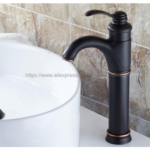 Black Oil Rubbed Brass Faucet Retro Basin Faucet Rotating Single Handle Single Hole Hot And Cold Water Nhg020